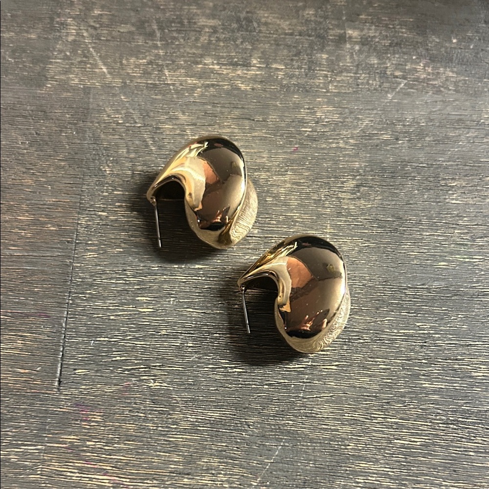 Bold Gold Drop‎ Earrings with CZ accent